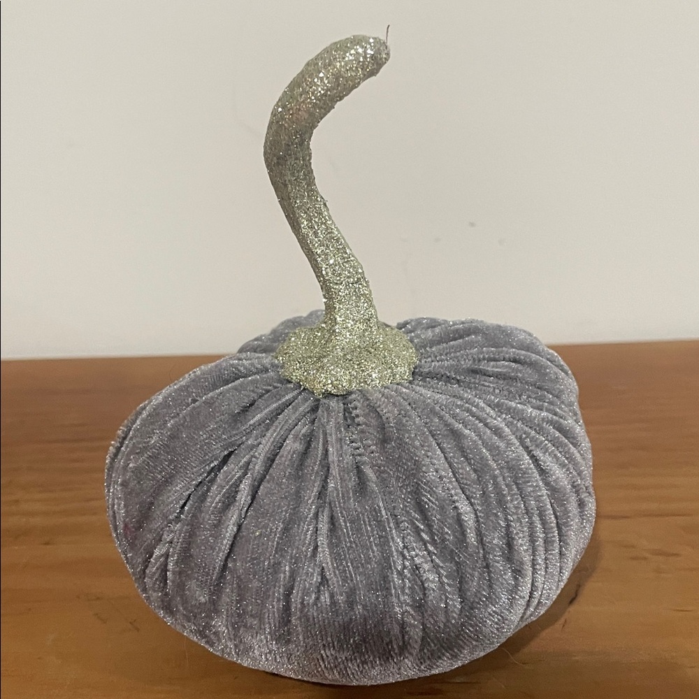 🍂 Gray Velvet Pumpkin Decor